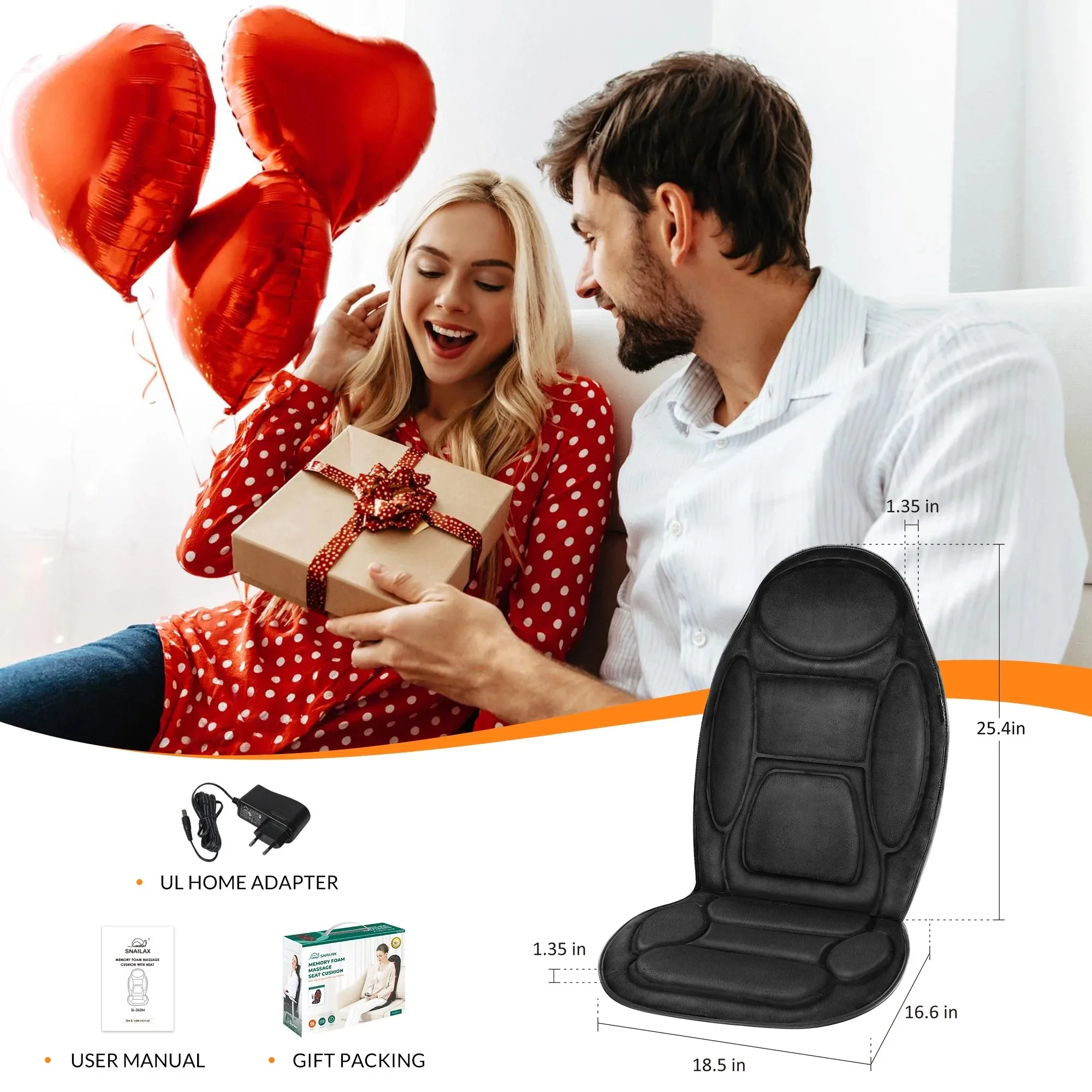 مدلك الظهر بالحرارة، وسادة كرسي تدليك من إسفنج الذاكرة المهدئة للاستخدام المنزلي