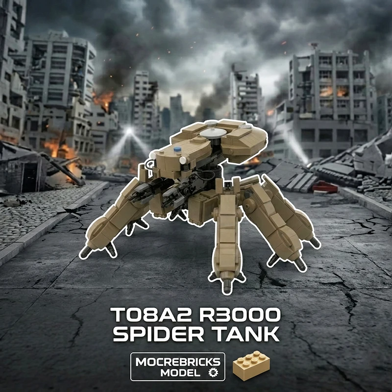 

MOC T08A2 R3000 Spider Tank Building Blocks Sci-Fi Multi-Legged Mech Model Armored Vehicle Bricks Toy For Adult 878Pcs