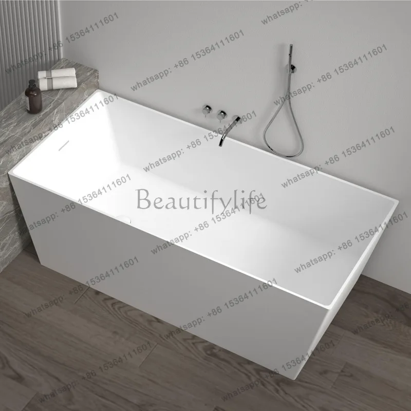 Artificial stone bathtub household small apartment polymer square independent bathtub custom Foshan