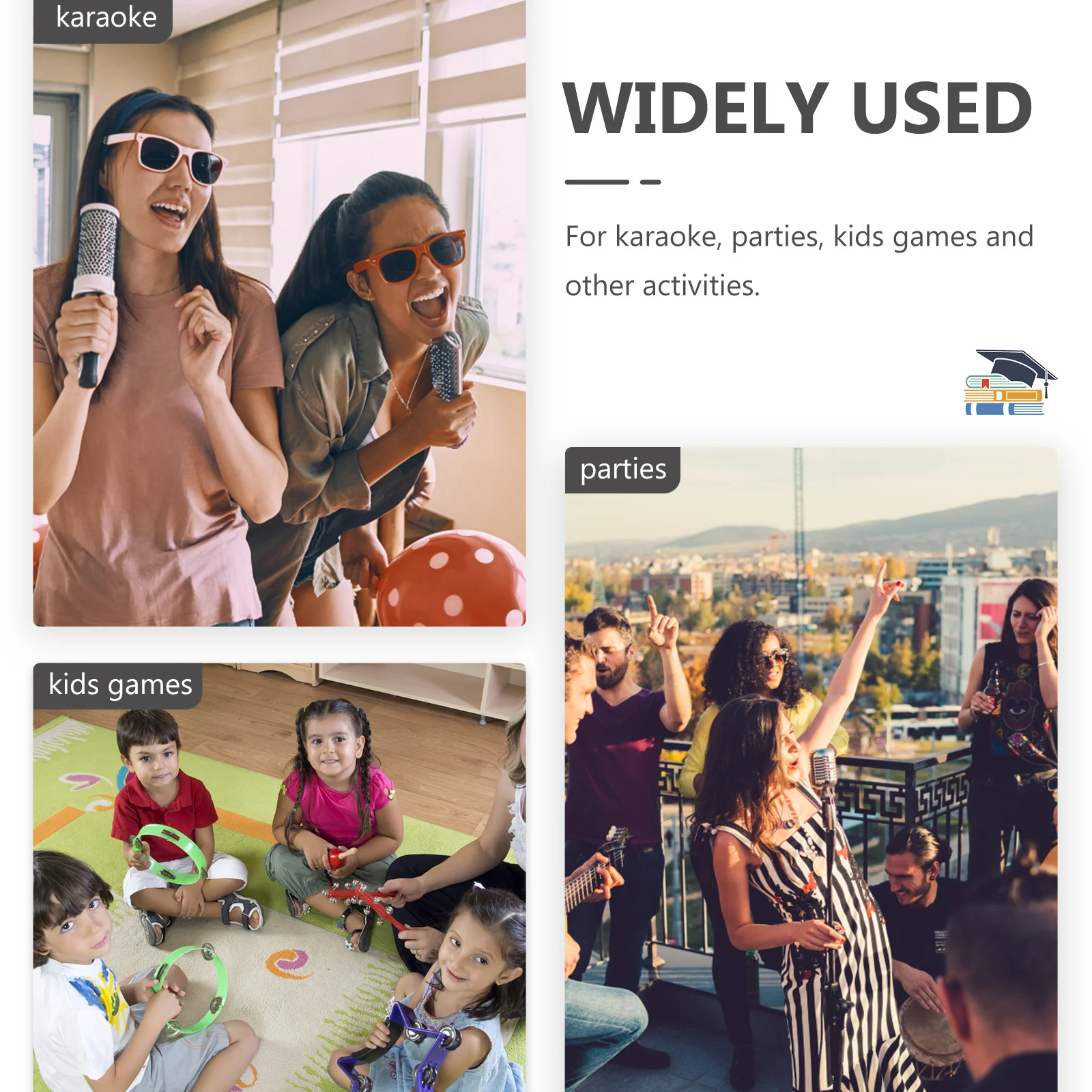 

6Pcs Double Row Foot Tambourine Handheld Percussion Handbell Shakers Musical Instrument Set for Kids Rhythm Education Party