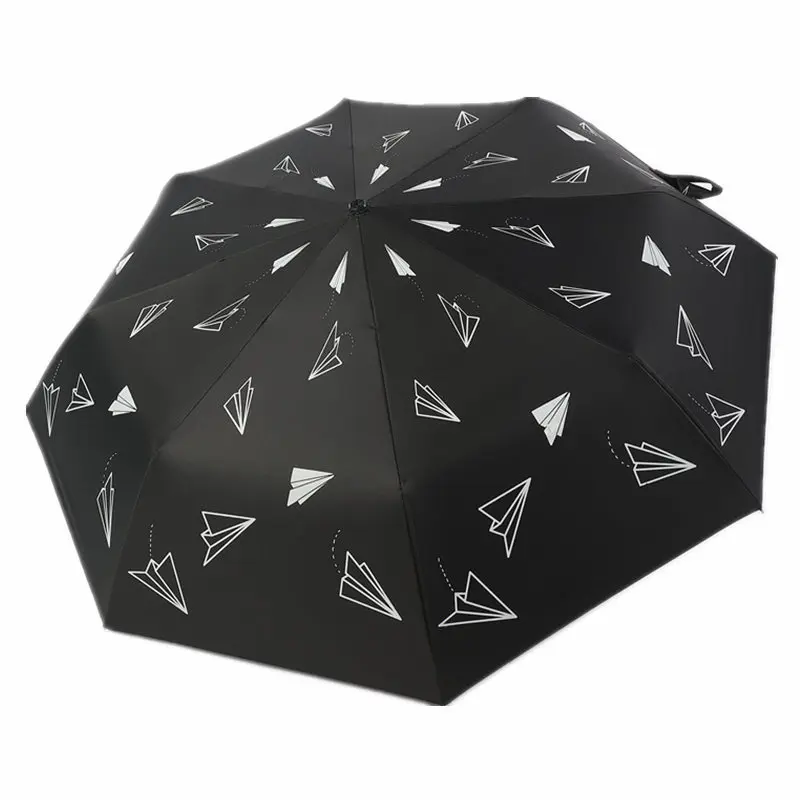 Umbrella Folding Simple Sunny and Rainy Dual-purpose Waterproof Sun-proof Black Coating Women Outdoor Sunshade UV Protection NEW