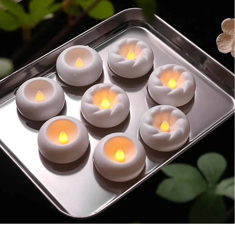 12pcs Floating LED Candles Waterproof Electronic Tea Lights Pool/Wedding Decor Outdoor Camping Bathroom Atmosphere Lights Bulk
