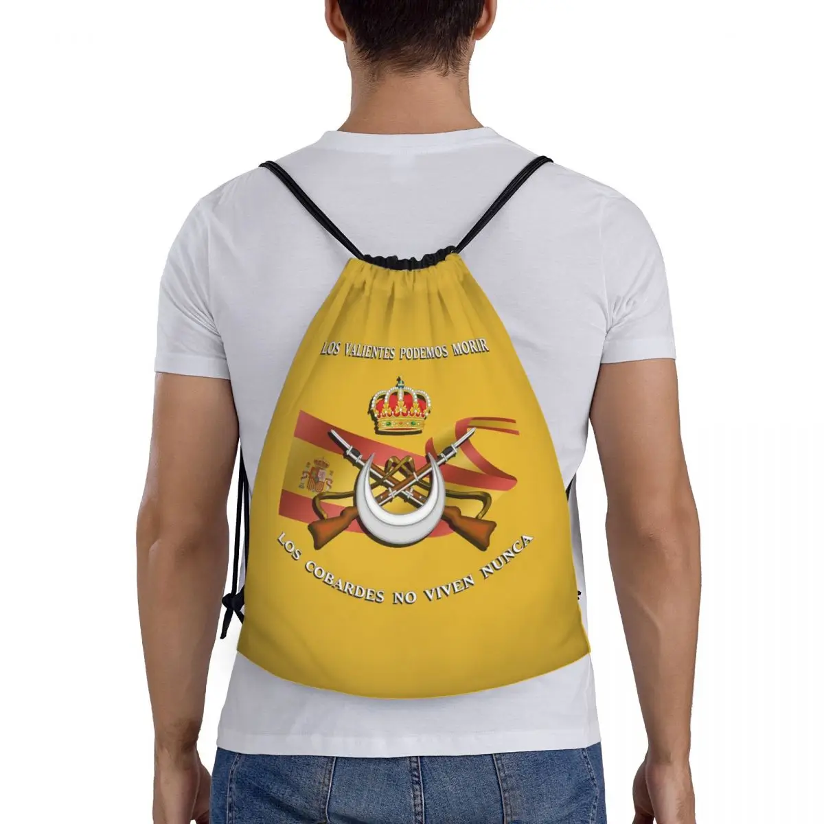 

Spanish Legion Flag Spain Army Proud Backpacks Multi-function Drawstring Bags Sports Bag Book Bags for Travel School