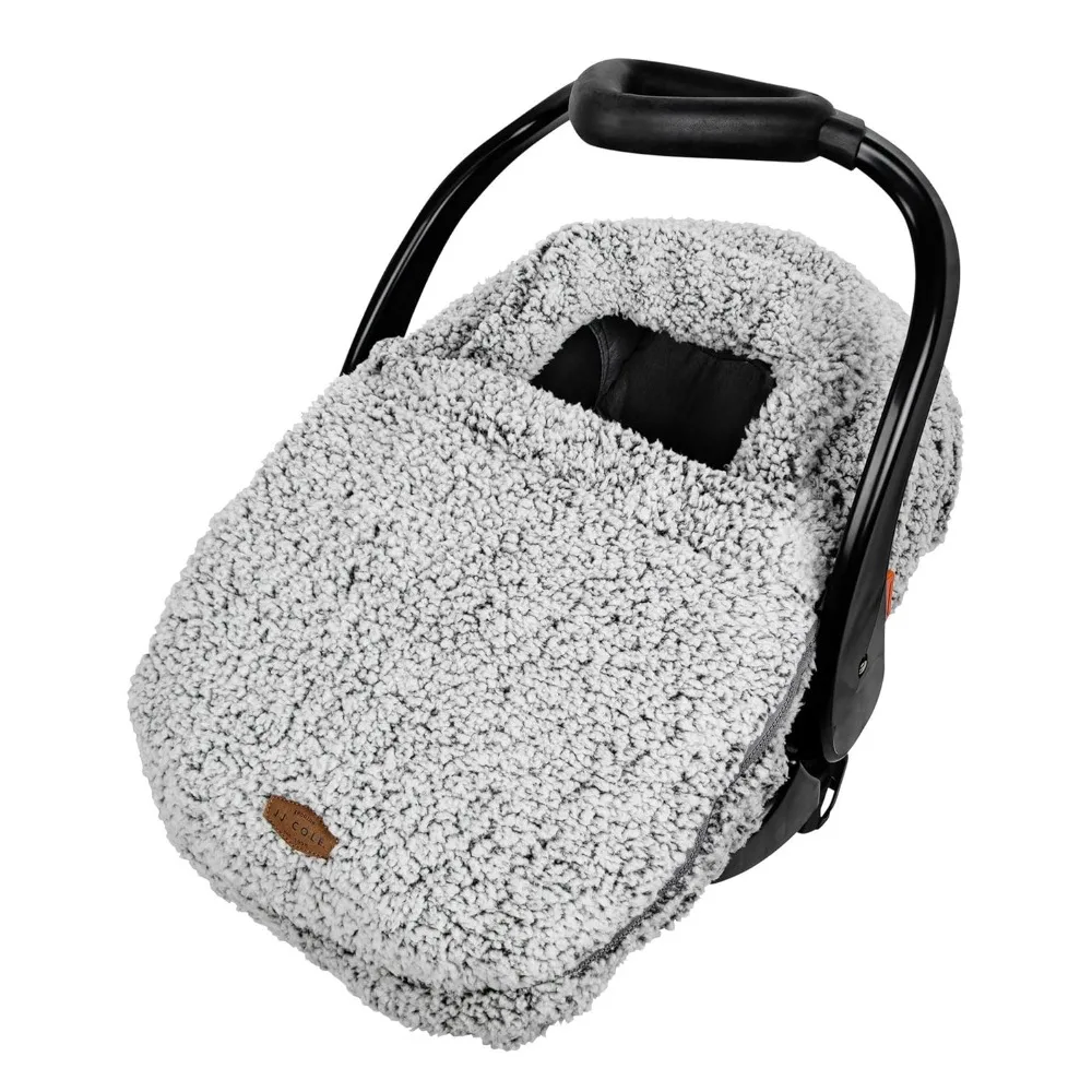 

Winter Baby Car Seat Cover - Warm Sherpa Lining for Infant Stroller or Car Seat, Cuddly Gray