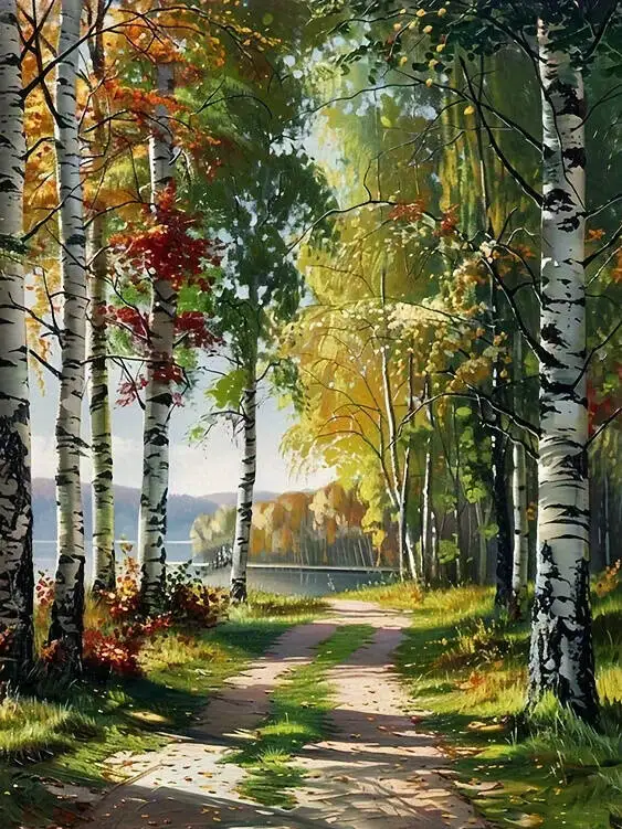 

Landscape Tree Path 500/1000/1200/2000 PCS Jigsaw Puzzles Family Activity Games for Gameroom Bedroom Gifts