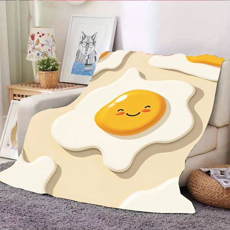 1 قطعة بطانية الفانيلا لطيف البيض المقلي طباعة رمي بطانية لديكور المنزل مريح