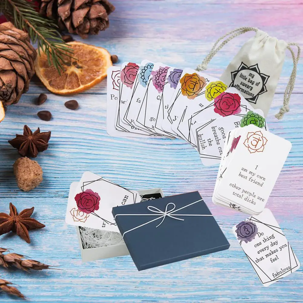 16Pcs/Set Affirmation Card Self-improvement Sweary Affirmation Card with Storage Bag Best Friend Self-Worth Gift Birthday Card