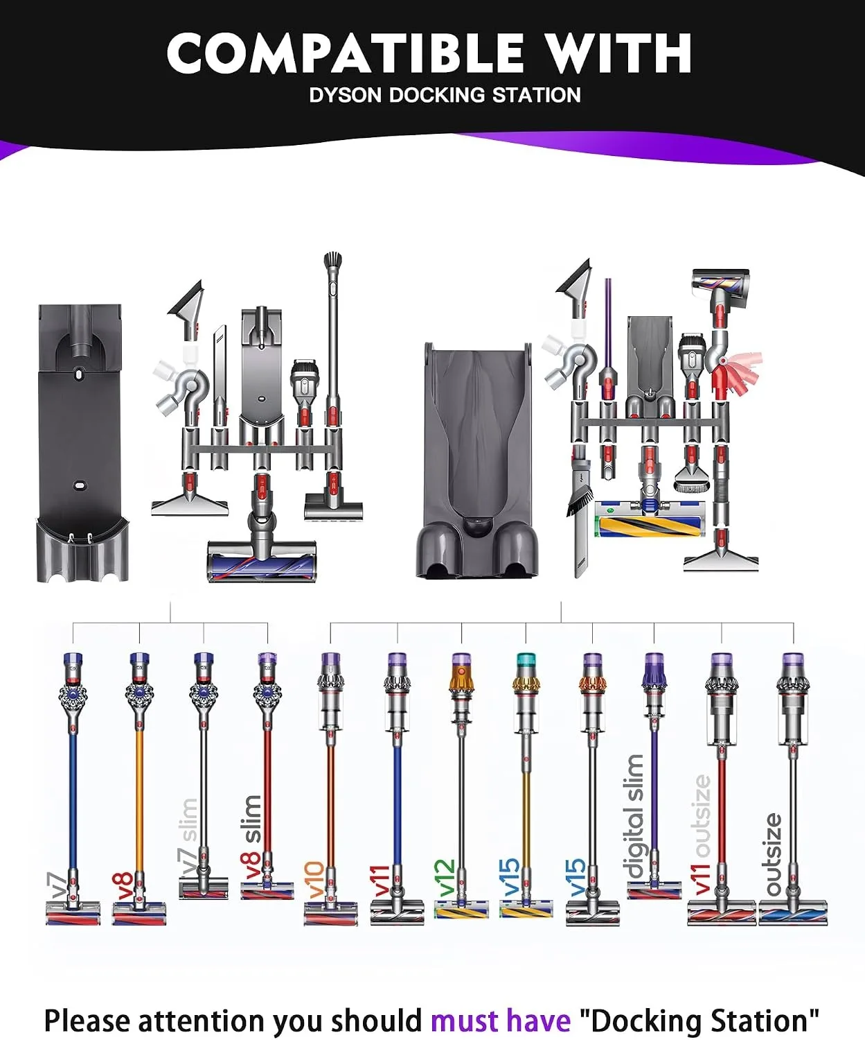 Suitable For Dyson V7 V8 V11 V12 V15 Vacuum Cleaner Head Storage Bracket V10 Lightweight Version Expansion Hanging Mount