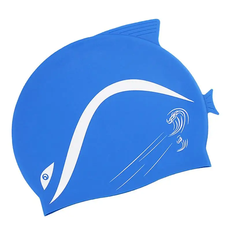 

Waterproof Swimming Hat Silicone Waterproof Swimming Hat Boys & Girls Cartoon Swim Hat Blue Swim Gear For Training Competitions