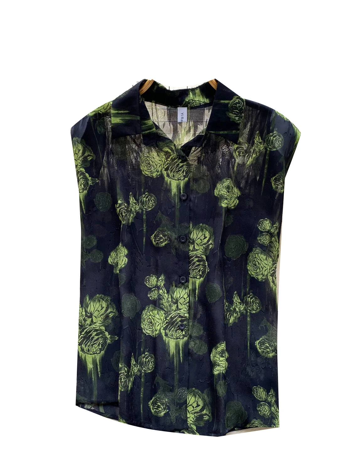 

Summer Commute Floral Print Chiffon Svel irt Women's Lightweight Mature Single Button Thin Top Korean Loose Fit