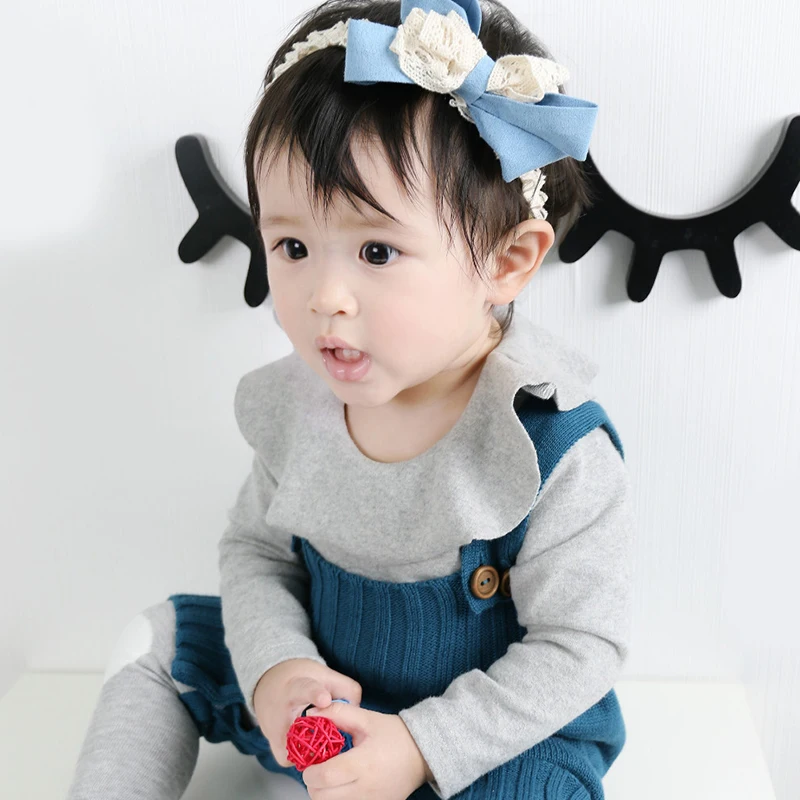 春の子供用柔らかい服甘い赤ちゃん女の子フリル襟 Tシャツキッズコットン長袖トップ