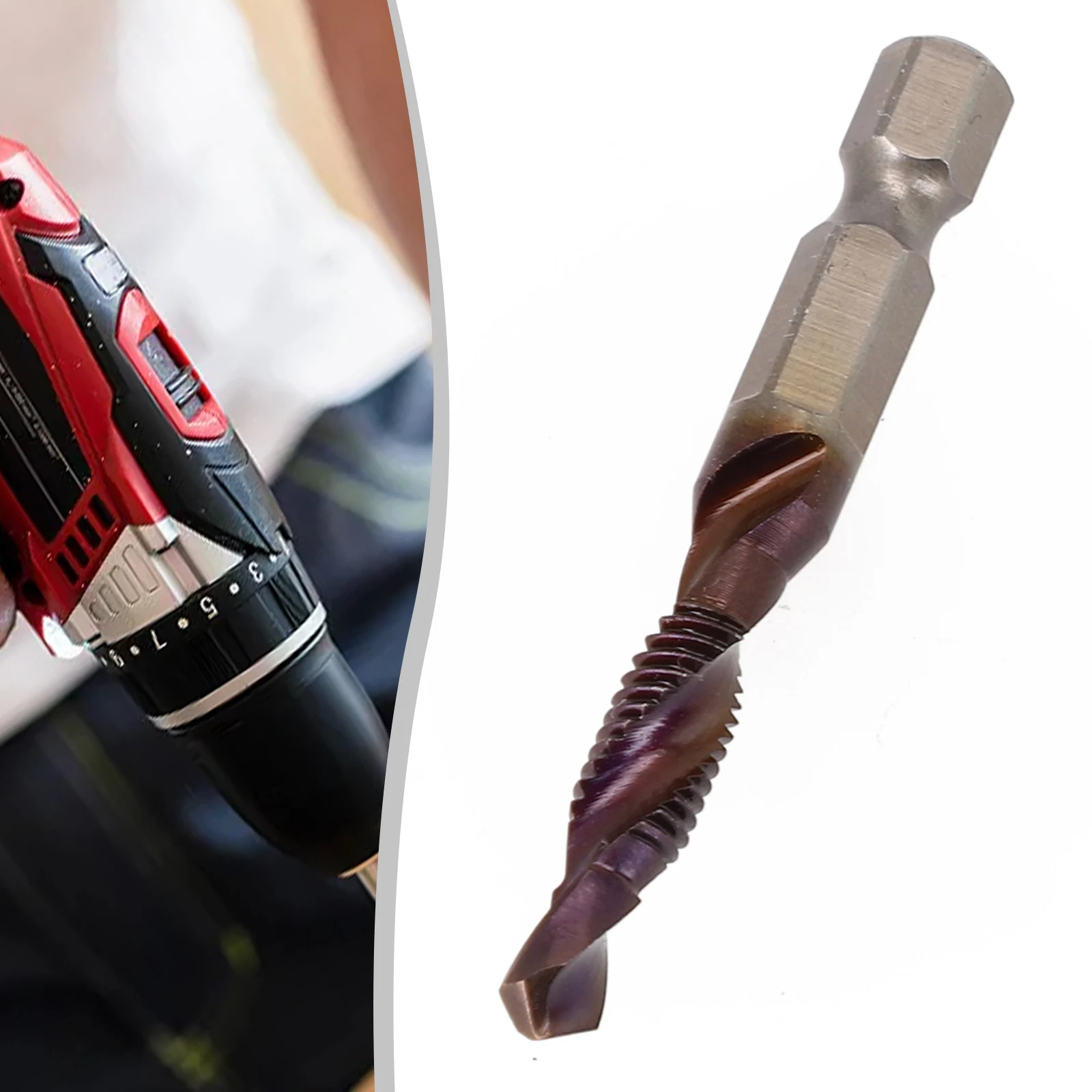1pc Tap Drill Bit Hex Shank Titanium Plated HSS Screw Thread Metric Tap Drill Bits Compound Bit M5 M6 M8 M10 Hand Tools