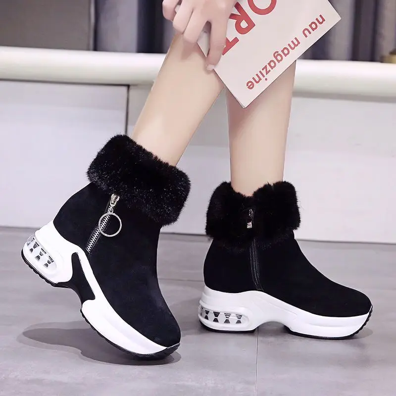 2020Women Winter Warm Rabbit Fur Sneakers Platform Snow Boots Women Ankle Boots Female Causal Shoes Ankle Boots For Women