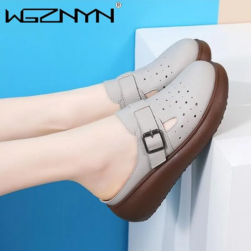 Luxury Slippers Women Summer Platform Cover Toe Shoes Pantofle Low PU Slides 2024 Rubber Rome Hoof Heels Patent Leather Slippers