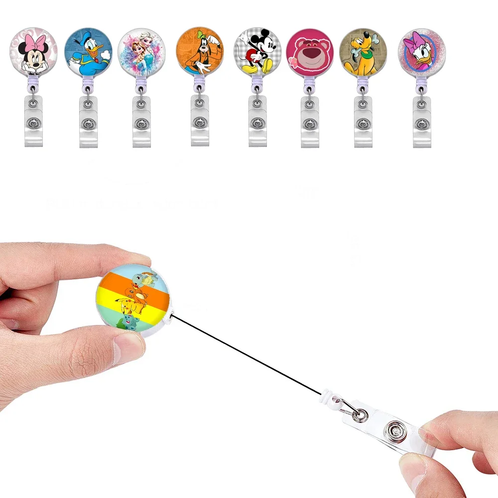 100 Styles Potdemiel Disney Glue Hospital Nurse Badge Reel Retractable Id Badge Name Card Holder Keychain Wholesale Key Ring