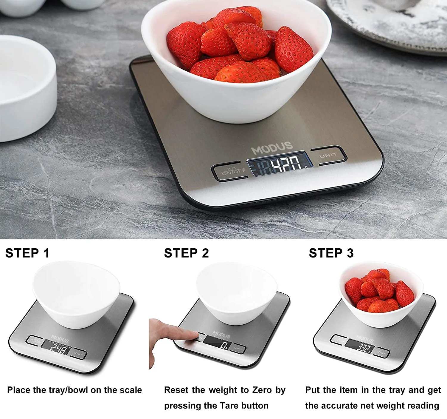 Electronic Stainless Steel Kitchen Scale, Kitchen Scale, Weighing Tools, 10KG