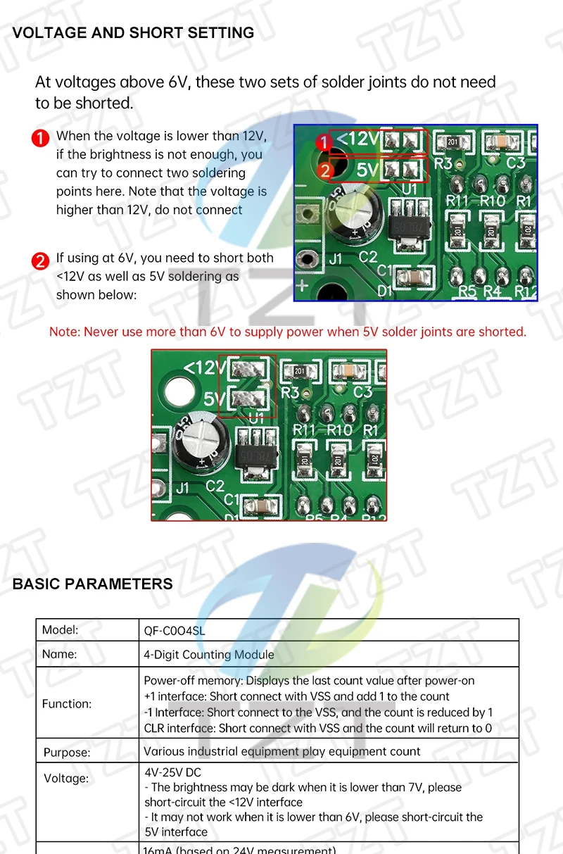 0-9999 DC 4-25V Elektronisches Digitalzählermodul LED Niedrigpegel-Schaltzählermodul mit Stromausfall-Speicherfunktion – Detail 3