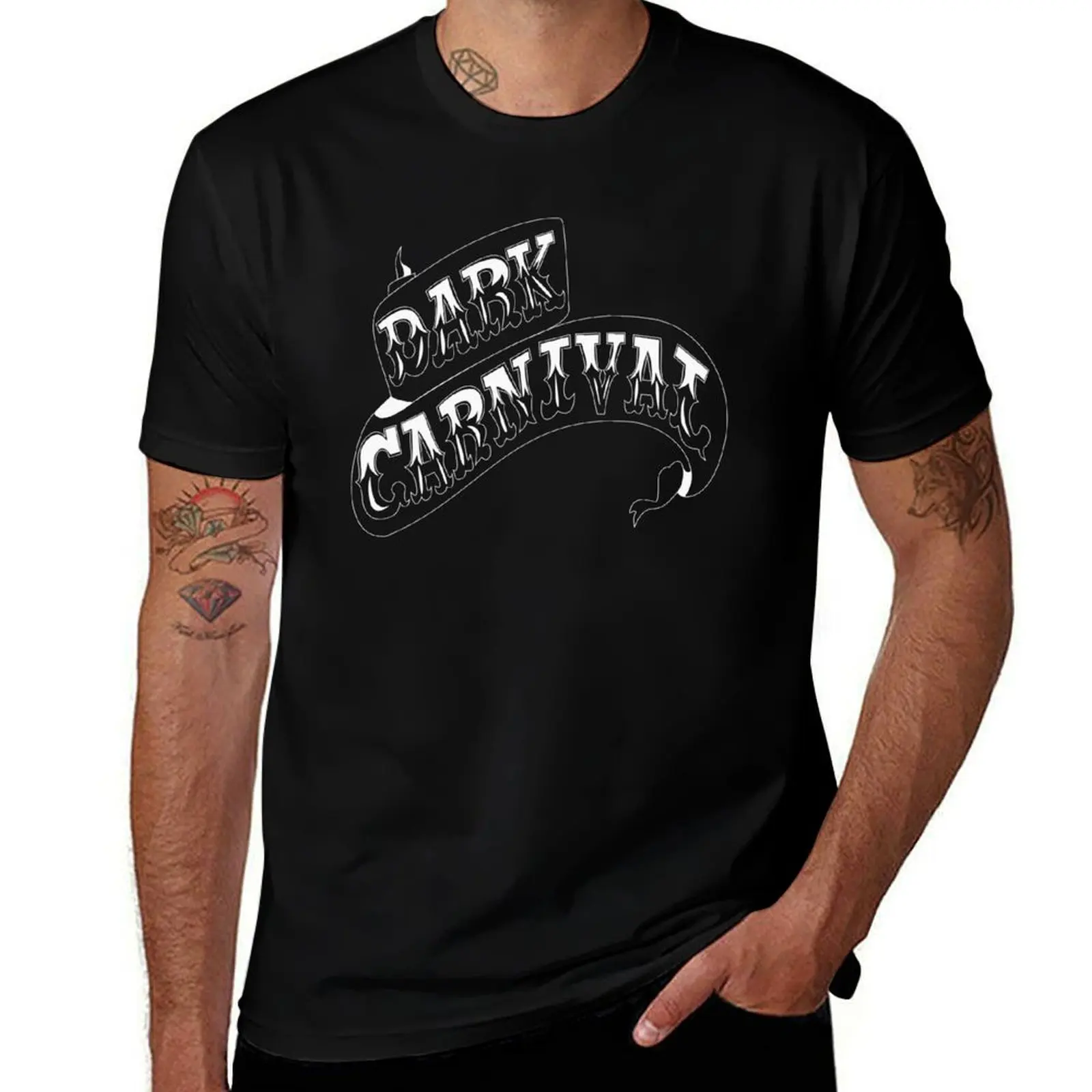 

Футболка Dark Carnival (белый контур) для мужчин, винтажные хлопковые футболки с рисунком, мужская футболка из 100% хлопка