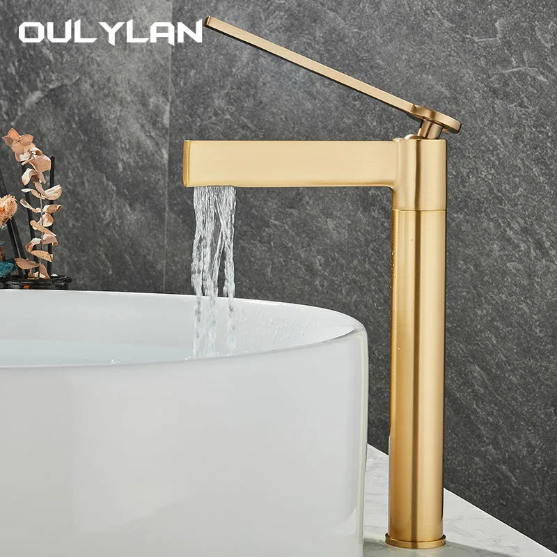 

Gun Gray Brass Basin Faucet For Bathroom Hot Cold Washbasin Wash Tap Water Mixer Taps Kitchen Sink Faucet Two Height Optional