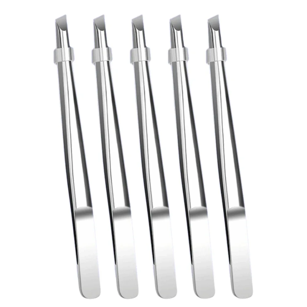 Stainless Steel Eyebrow Tweezers Flat Slant Tip High Precision False Eyelashes Tweezers Multifunction Tweezers Eyebrow Shaping