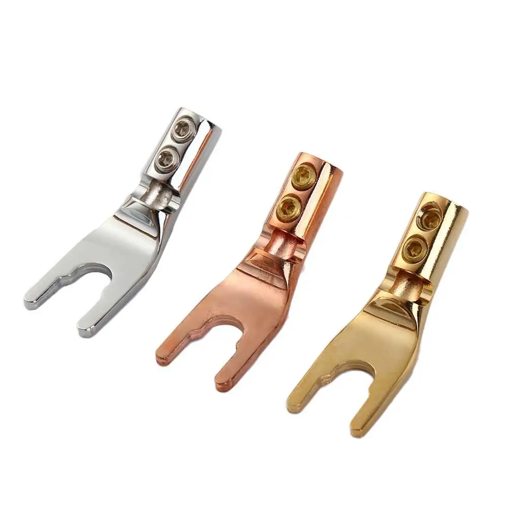 Connector Plug Spade Adapter Gold Plated Hifi Banana Plug Audio Amplifier Adapter Y Type Binding Post U/Y Fork Spade Male