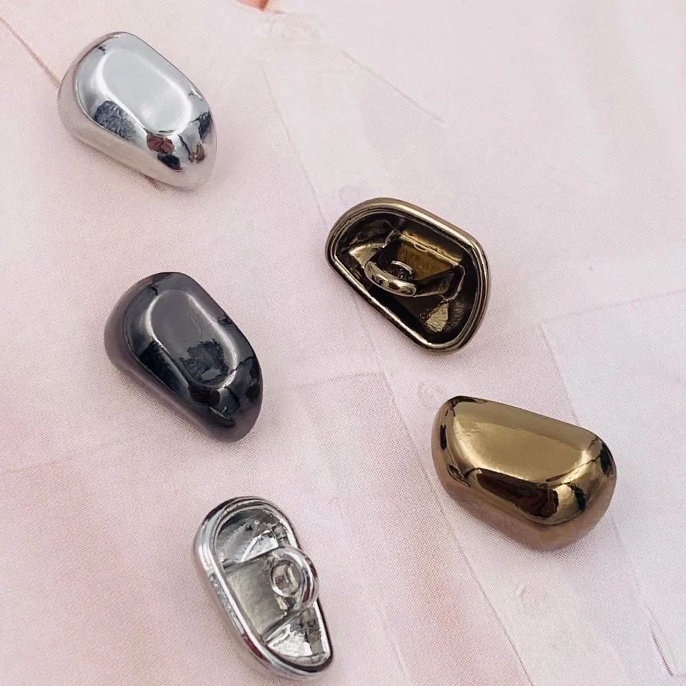 10pcs Irregular Shaped Metal Buttons 12mm Novelty Sloping Surface Shank Buttons Clothing Accessories