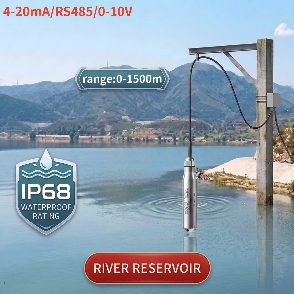 Submersible Level Transmitter 4-20mA RS485 Hydrostatic Level Sensor 5m 10m 100m DC24V Water Tank well Meter