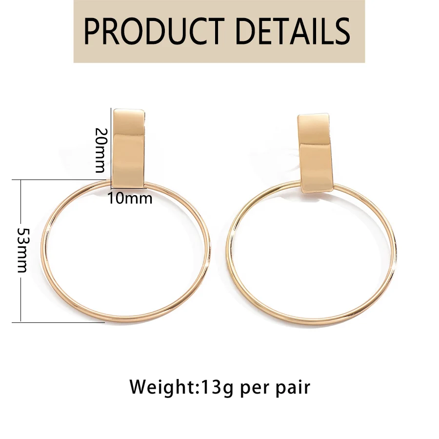 High Quality Fashion Simple Big Circle Ear Clips for Women Round Glossy Hyperbole Geometric Metal Without Pierced Earrings Gift