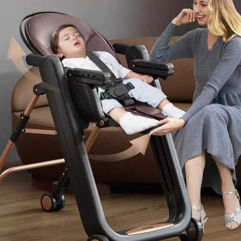 كرسي مرتفع للأطفال قابل للطي متعدد الوظائف مقعد طعام للأطفال قابل للتعديل كرسي تغذية للأطفال مقعد منزلي للأطفال تصميم نمط زائد