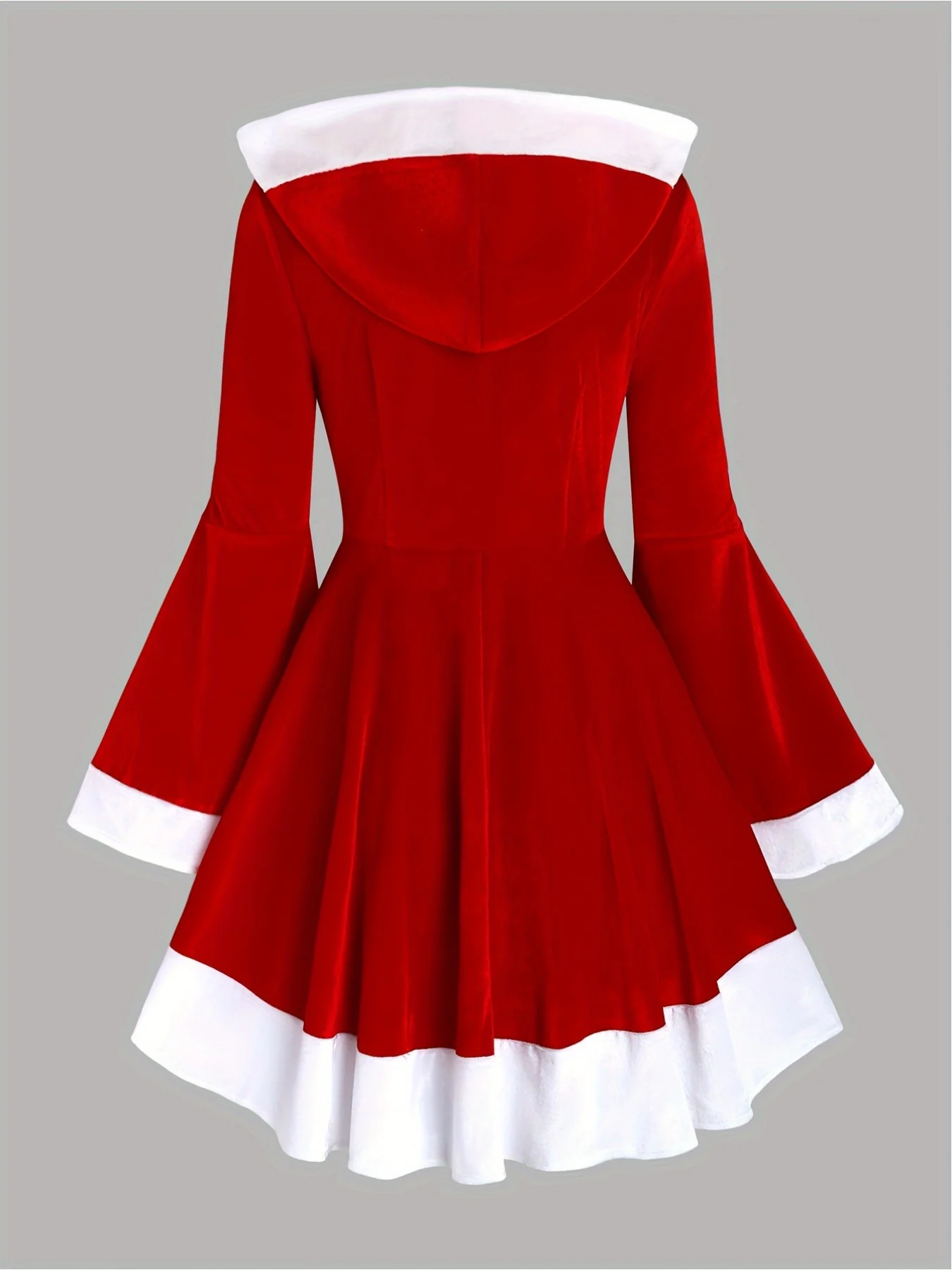 Santa Claus's European and American temperament is red. Christmas party is slim, hooded dress and women's dress.