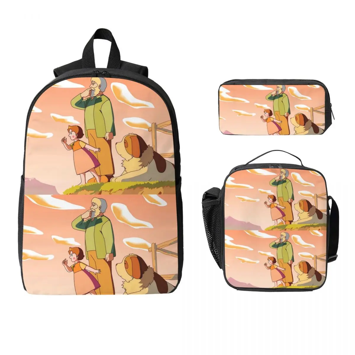 Heidi Backpack Student Boys Girls BookBag School Bag Computer Shoulder Bags 3ps Insulated Lunch Bag Pencil Case