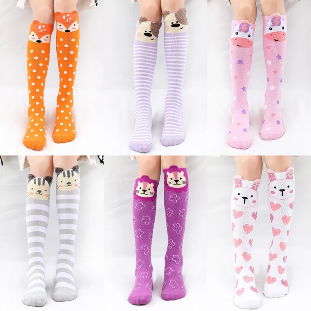 

Spring and autumn new stereo ear animal cartoon children socks cotton knee socks girls calf socks.