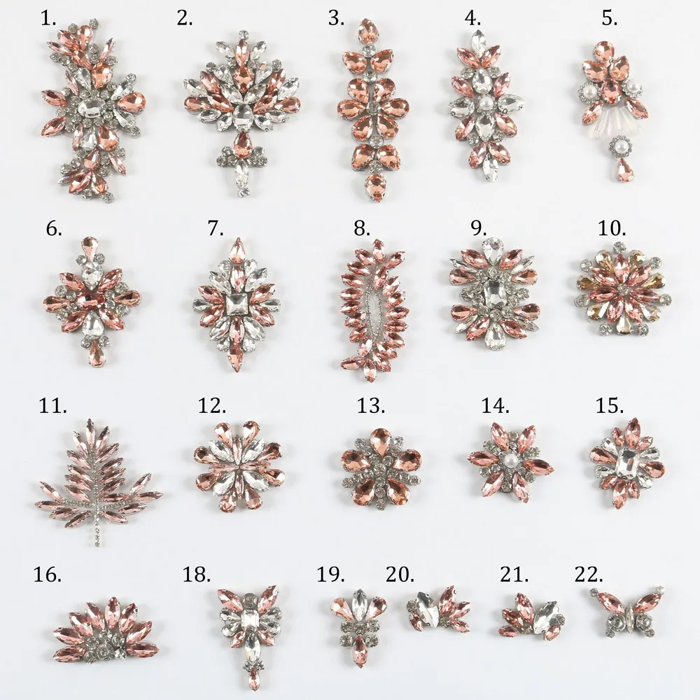 Peach Color Iron On Diamond Patch Champagne Peach Color Crystal Beaded Patches Glue Back Rhinestone Patches For Clothing Apparel