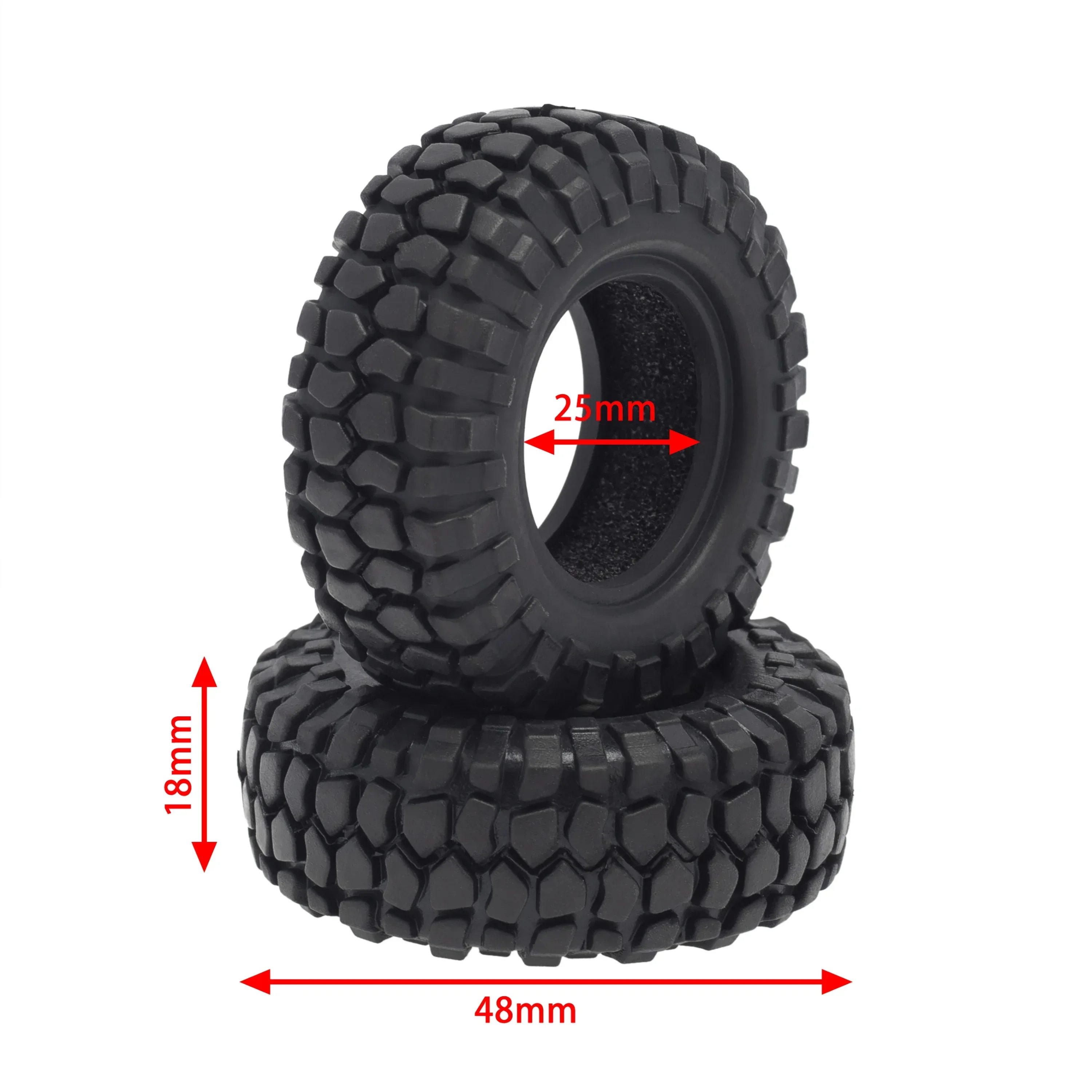 4PCS 48mm 1.0 Soft Rubber Wheel Tires Tyre for 1/24 RC Crawler Car Axial SCX24 90081 AXI00002 Upgrade Parts