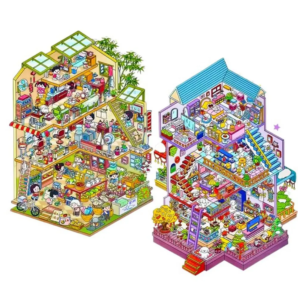 

Плюс размер 2,5D пейзажная наклейка бумага детство и вилла книжный дом DIY пейзажная наклейка карманная спальня