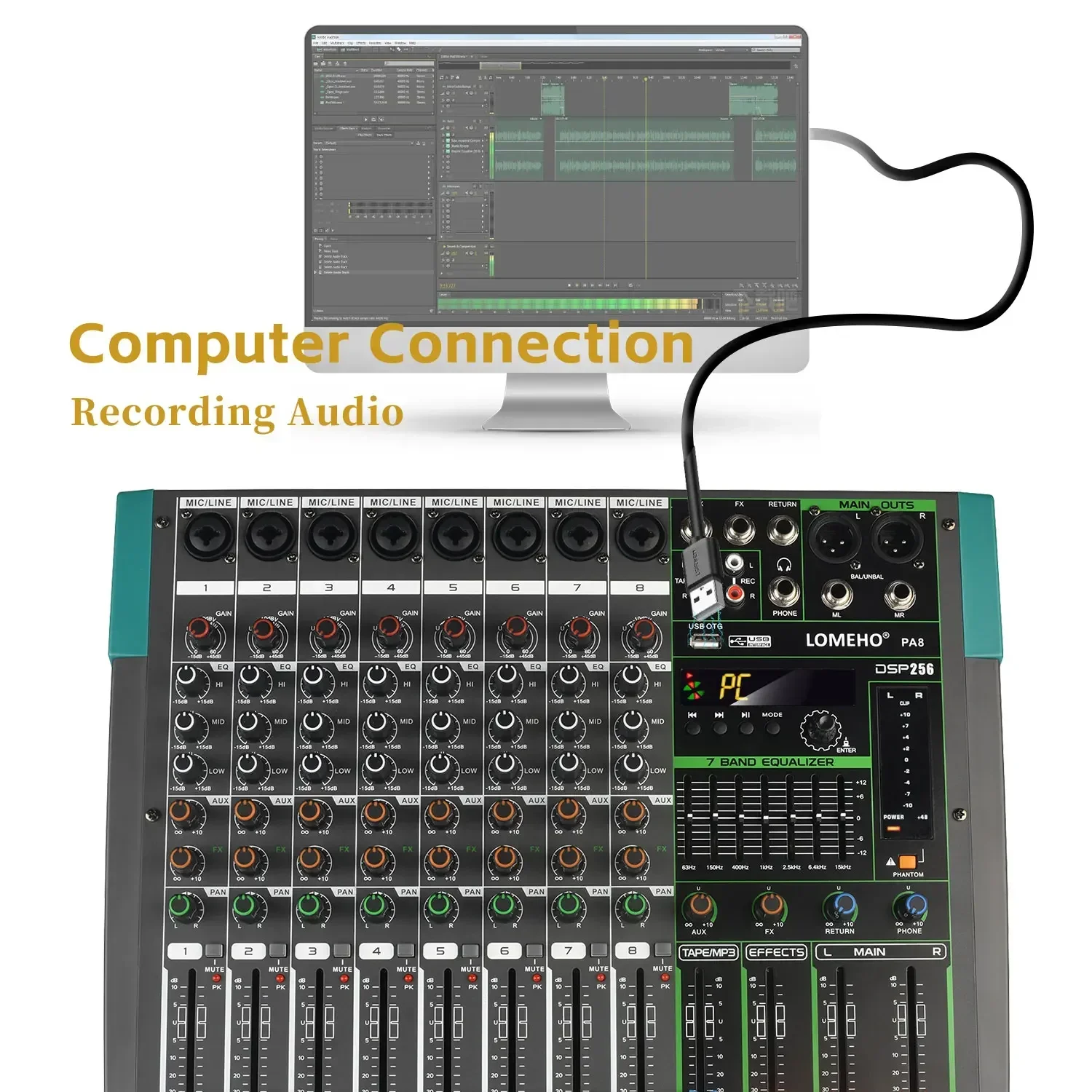 Imagem -04 - Lomeho Console de Mistura Profissional 256 Efeitos Digitais Canais Canais 48v Bandas eq Audio Mixer Gravador Usb bt Pa6 Sound Table