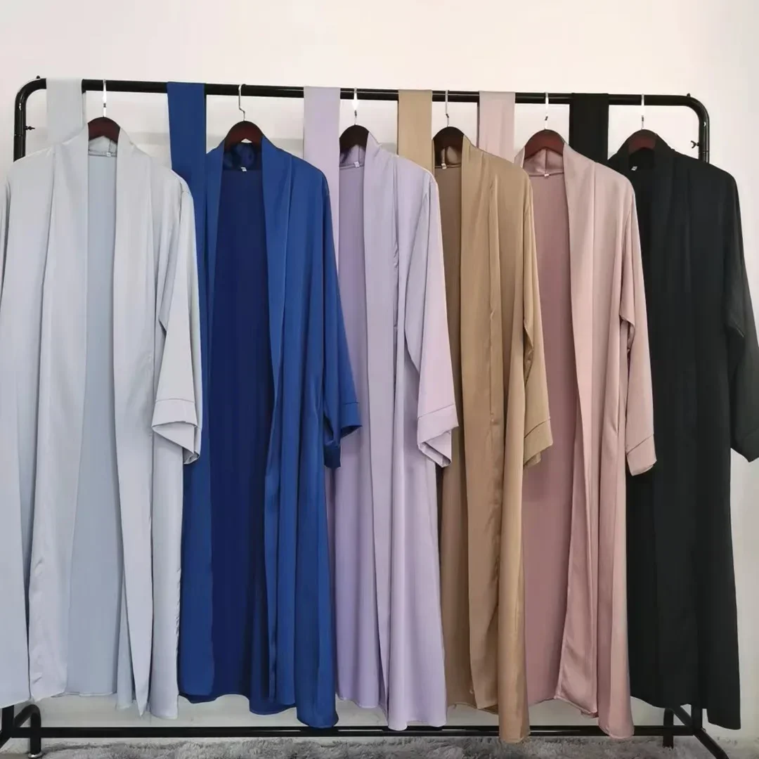 Muslim Kimono Dubai Abaya Solid Cardigan V-neck Middle Eastern Saudi Arabia Long Abaya Muslim Fashion Dress No Inner Abaya