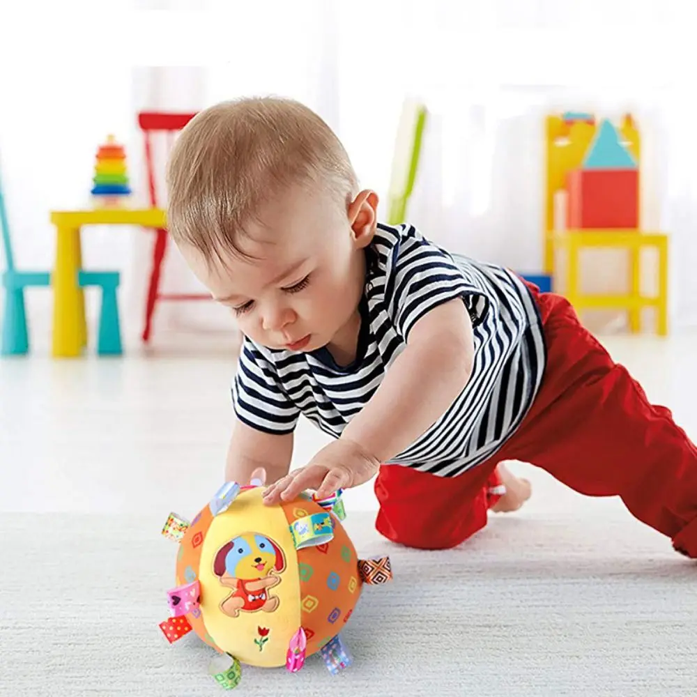 With Bells Plush Baby Vocal Toy Ball Dinosaur Football Visual Touch Ball Baby Toy Bite Resistant Plush