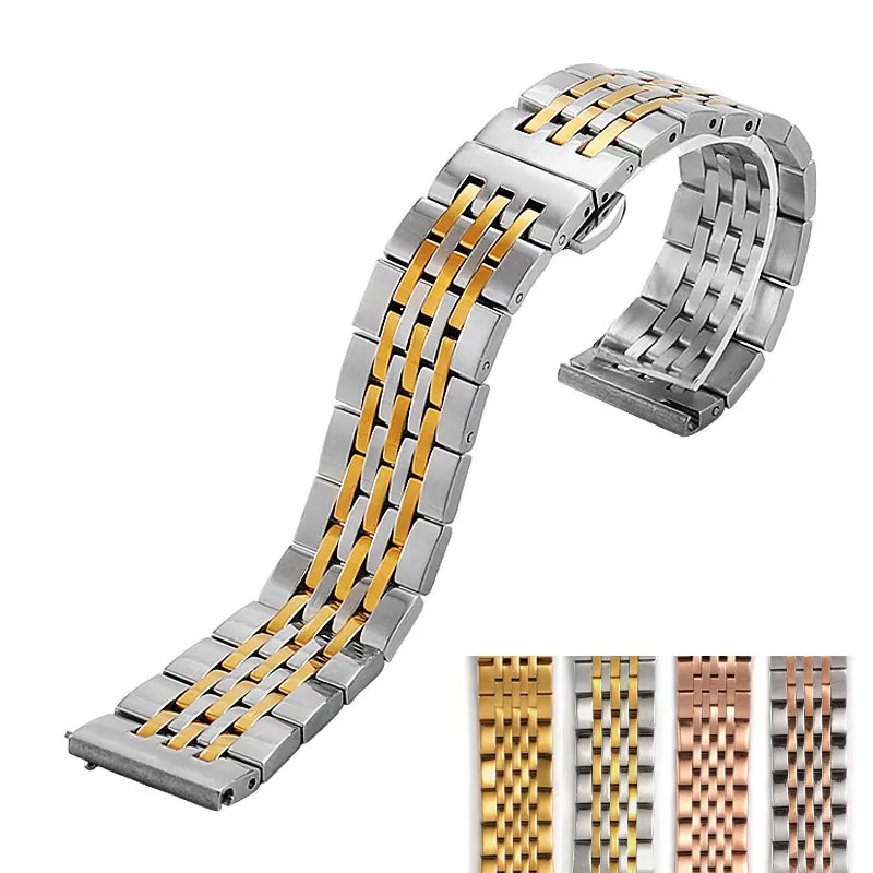 Stainless Steel Watchband Bracelet 18mm 20mm 22mm Universal Men and Women Watches Strap Wristband for Rolex Citizen Casio Armani