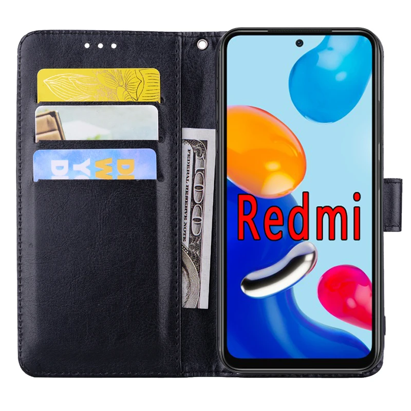 For Xiaomi Redmi Note 11s 11e 10 10s 10t 9 9t 9s 11 10 9 Pro 5G Case Leather Wallet Flip Book For Redmi Note 10 9 11 S E T Cover