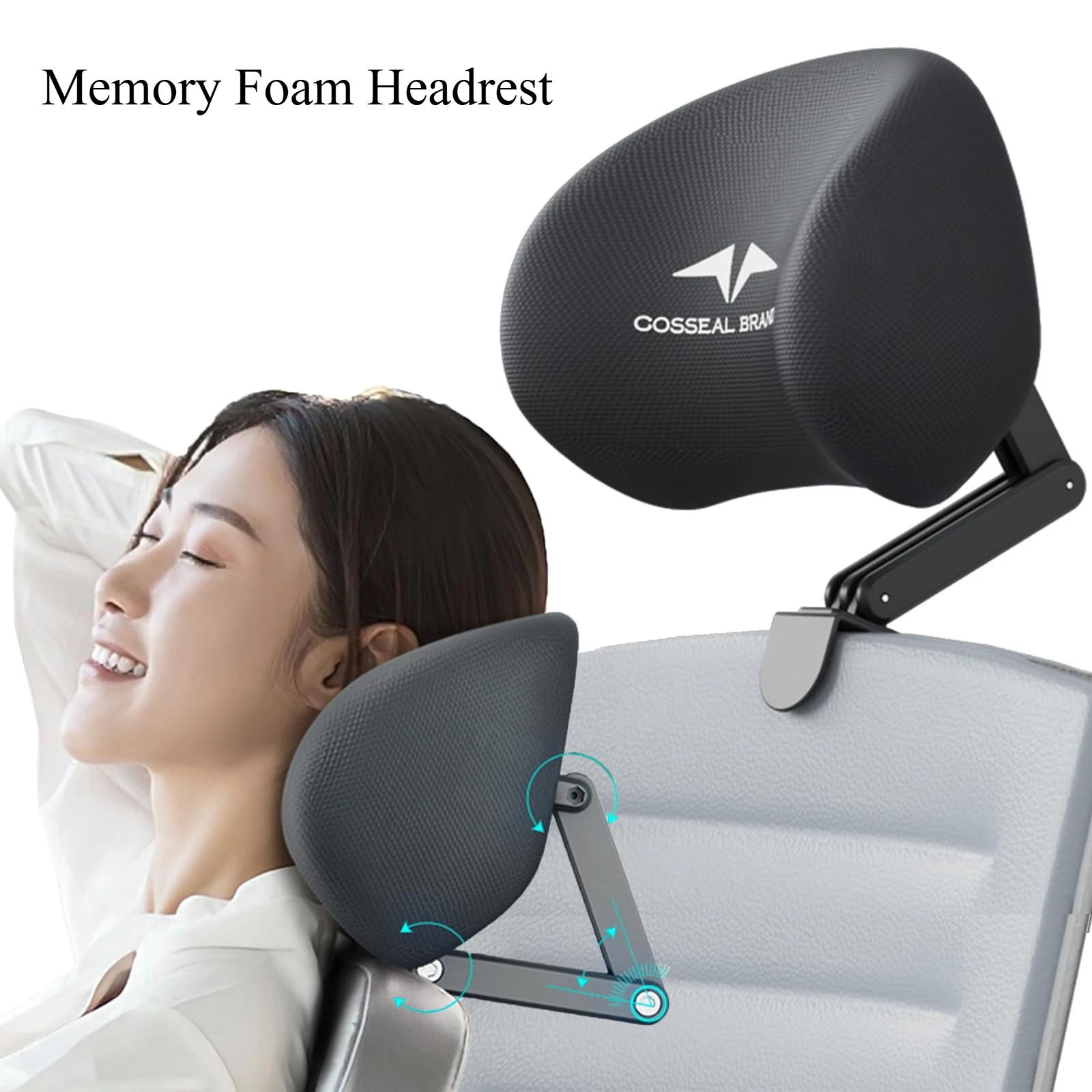 Memory Foam Headrest Attachment for Office Chair, Attachable Chair Head Rest, Desk Chair Neck Support,Sponge Head Pillow  ﻿