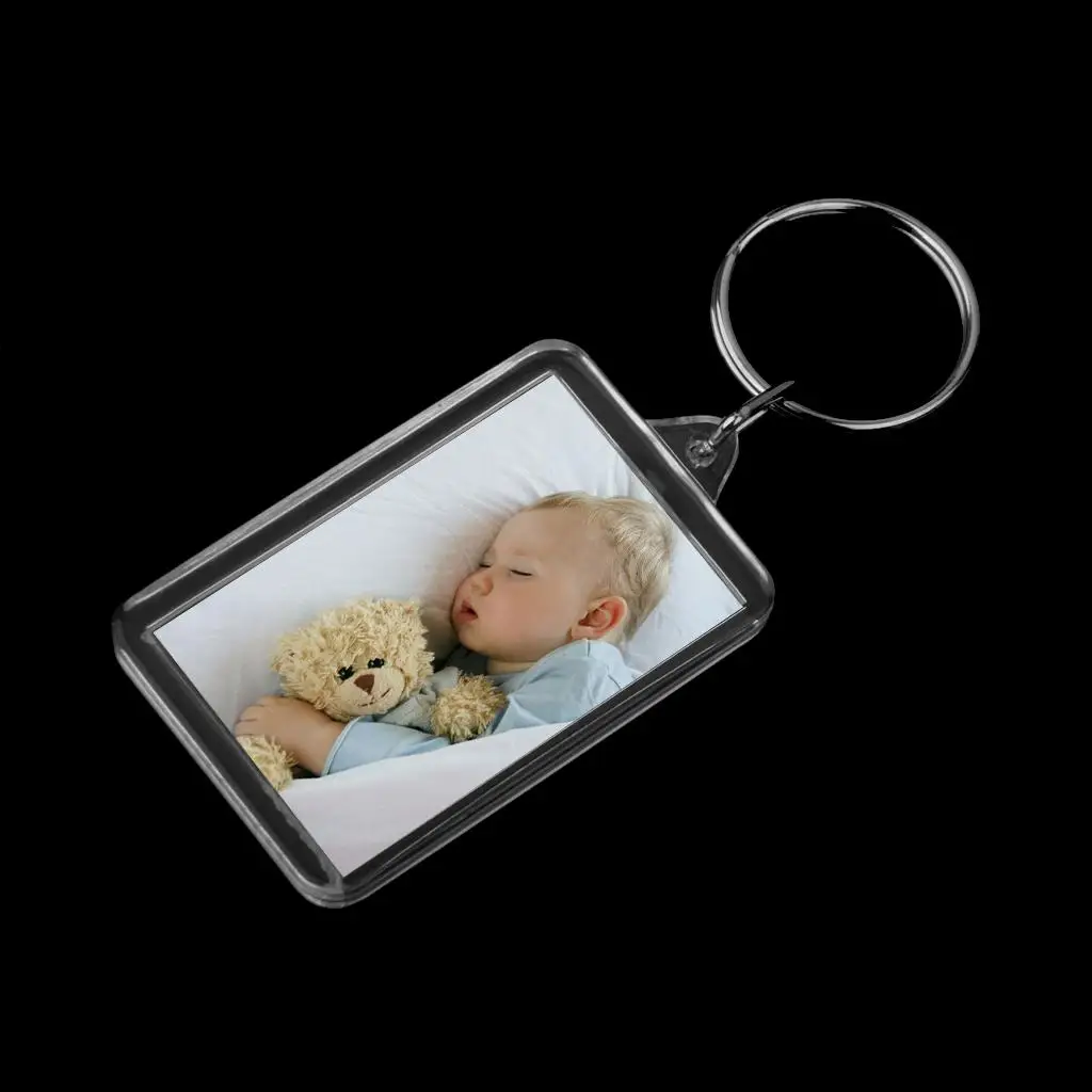 50PC Acrylic Rectangle Transparent Keychain Blank Photo 5.2x3.4cm