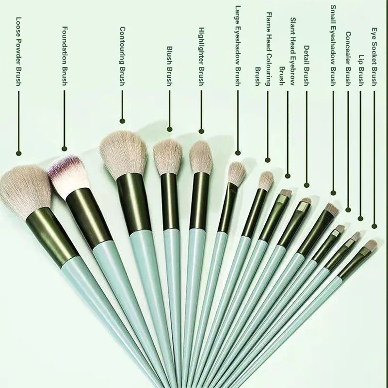 Brocha de maquillaje de 13 piezas, bolsa de herramientas de maquillaje, polvo suelto, sombra de ojos, corrector de labios, base de rubor, pelo suave, brochas de maquillaje de belleza