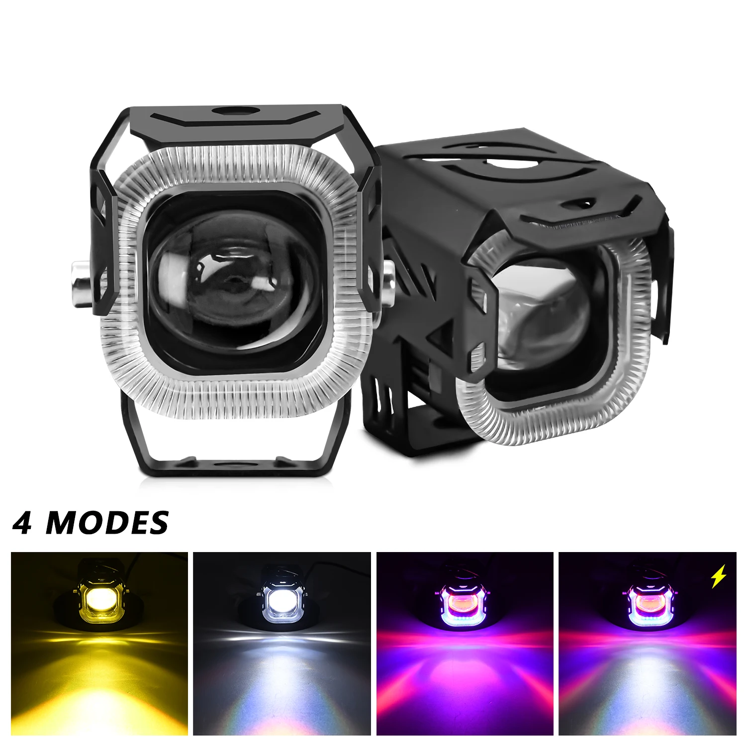 2PCS 60W Motorcycle Led Front Headlight 6000K M13 Crystal Angel Eyes LED Spotlight DRL Motorcycle Daytime Running Light 12V Bulb