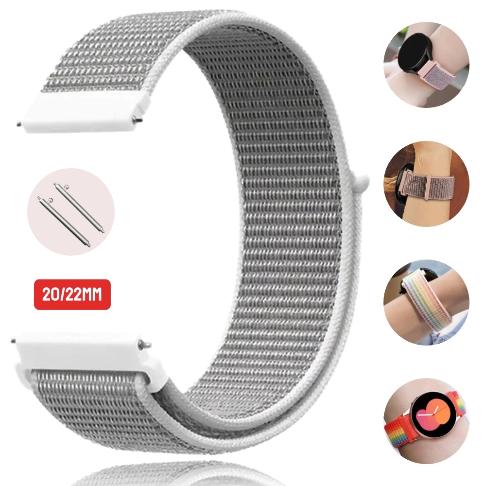 22mm 20mm Nylon Loop Band For Samsung Galaxy Watch 7/FE/6/5/5Pro/4 40mm 44mm 4-6 Classic Bracelet for Amazfit GTR2/2e/3/3 Pro/4