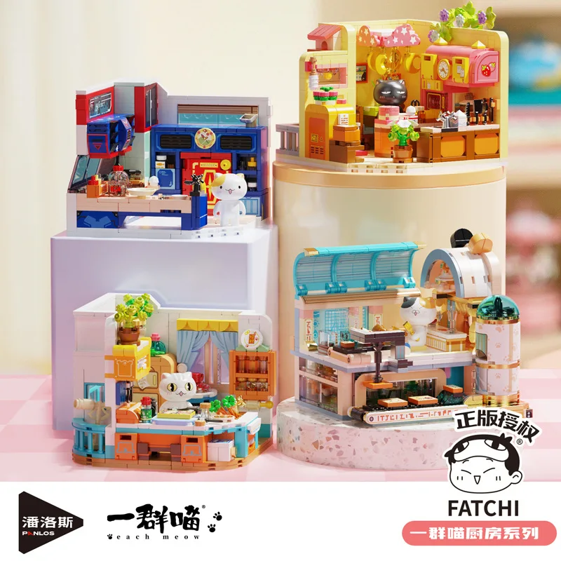 Blocs de construction de cuisine pour chat, ensembles de jouets, cuisine créative, maison de cuisine, idées de cuisine, modèle de Restaurant, jouets en brique à monter soi-même pour garçons et filles