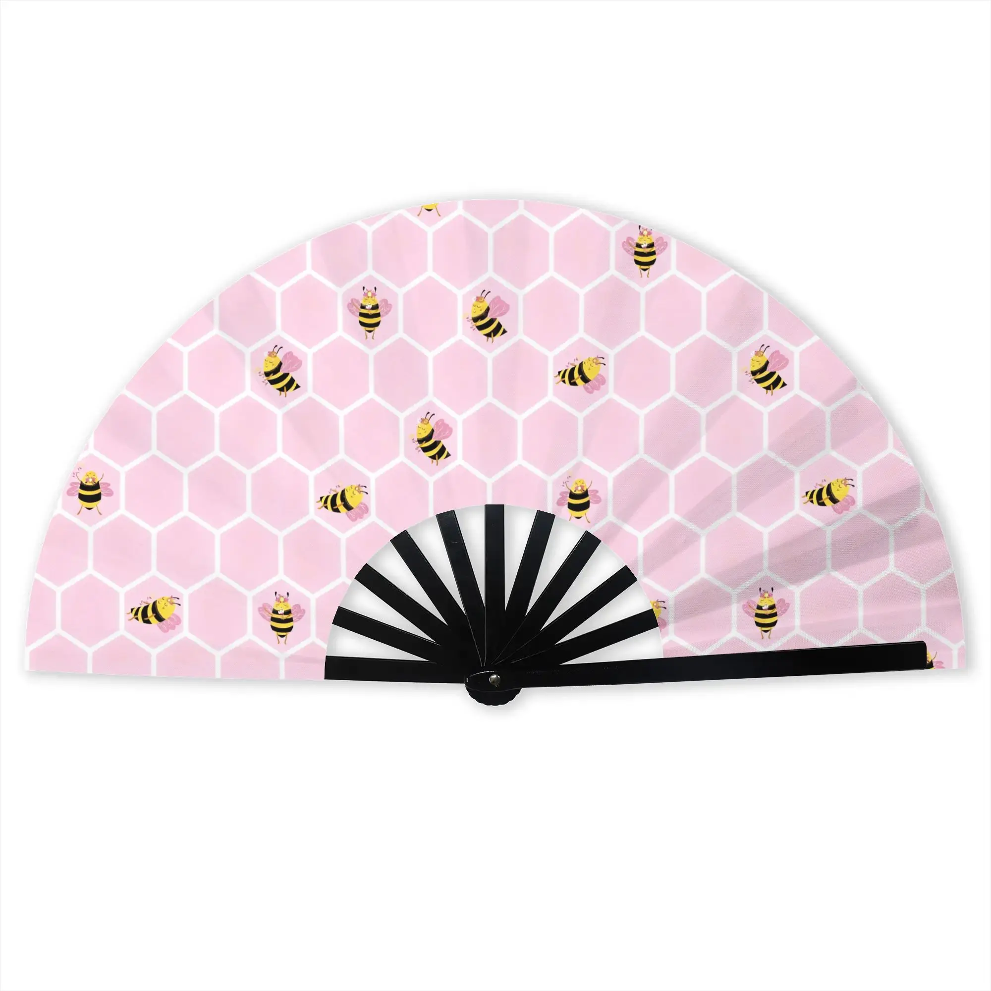 Hexagon Geometric Bee Comb  Folding Hand Fan Honeycomb Bee Comb  Polyester Fabric Fan Fashion Summer Accessory Decorative Fans