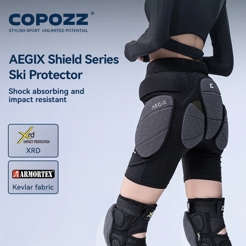 COPOZZ Ski Knee Pads Skiing Hip Protector Padded Adjustable Gear Shorts Ski Skate Snowboard Protection Kevlar+XRD+NBR+RZLABS