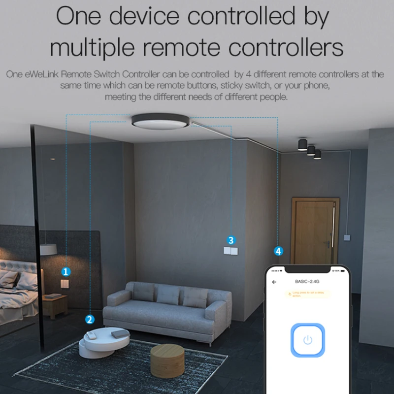 EWeLink Smart Home Remote Switch BASIC-2.4G fai da te Smart Switch APP/ WeChat Applet telecomando funziona con Siri Alexa Google Home