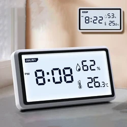 Deli Electronic Thermometer Hygrometer Weather Station High Precision with Table Clock Function Digital Thermometer Tools